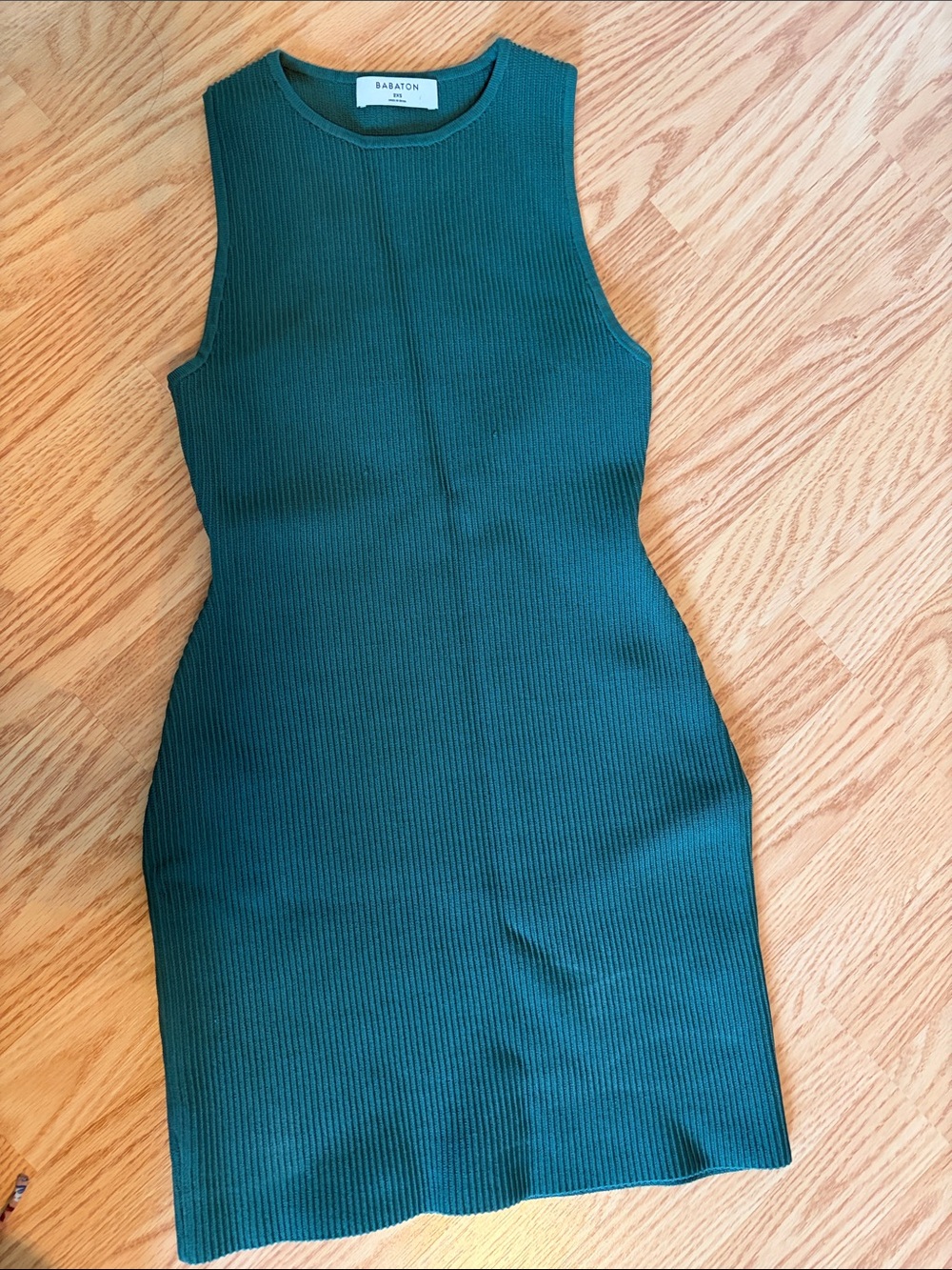Babaton Forest Green Sculpt Knit Mini Dress